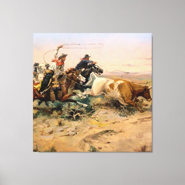 “The Herd Quitter” Western Art by Charles M Russel Canvas Print (Front)