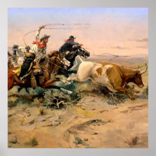 “The Herd Quitter” Western Art by Charles M Russel Poster