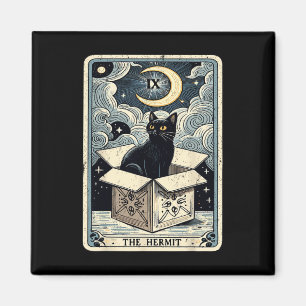 The Hermit Tarot Card Cat In Box Mystic Funny Cat Magnet
