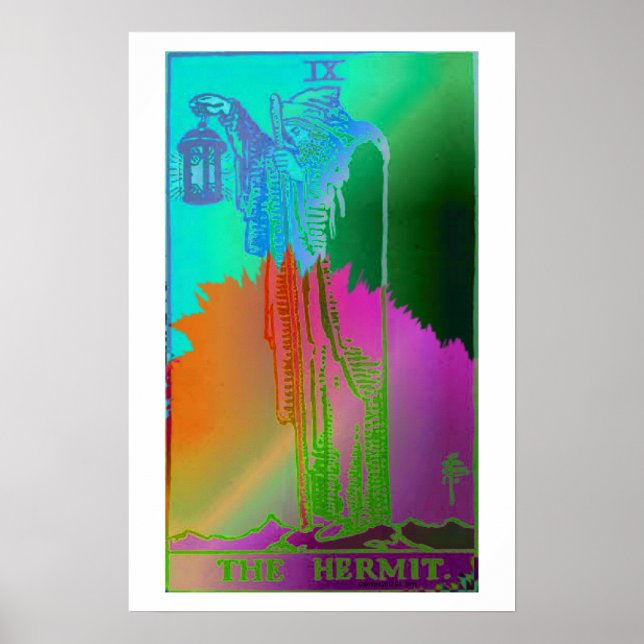 The Hermit Tarot Card Psychedelic Poster (Front)
