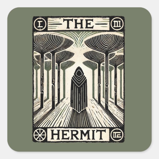 The Hermit Tarot Card                              Square Sticker (Front)