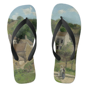 The Hermitage at Pontoise Camille Pissarro Flip Flops