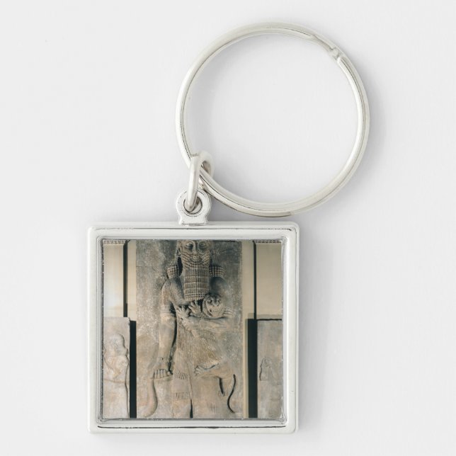 The hero Gilgamesh holding a lion Key Ring (Front)