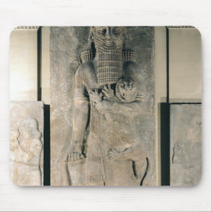 The hero Gilgamesh holding a lion Mouse Mat