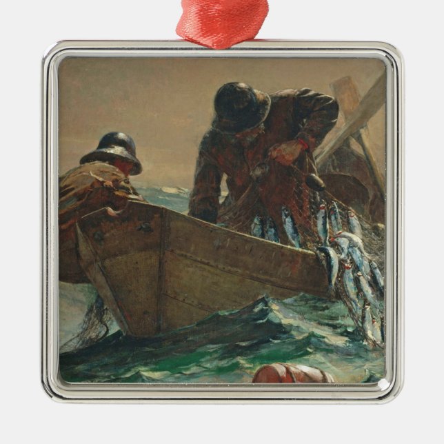 The Herring net, 1885 (oil on canvas) Metal Tree Decoration (Front)