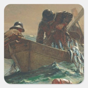 The Herring net, 1885 (oil on canvas) Square Sticker