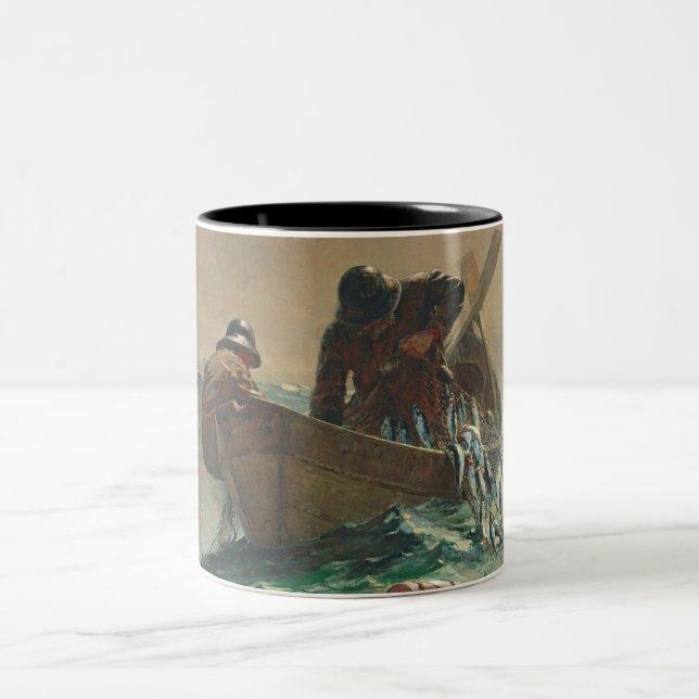 The Herring net, 1885 (oil on canvas) Two-Tone Coffee Mug (Center)