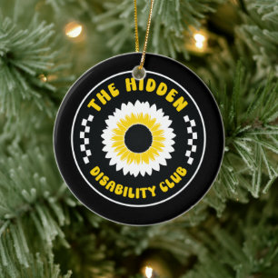 the hidden disability club button ceramic tree decoration