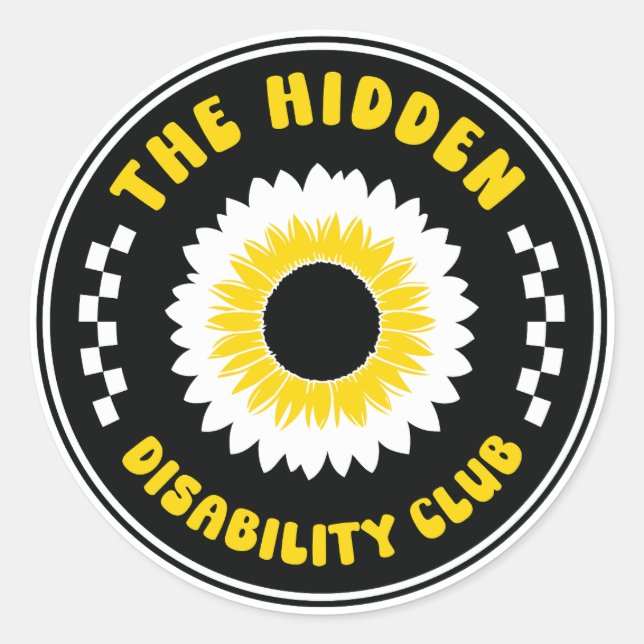 the hidden disability club sunflower badge classic round sticker (Front)