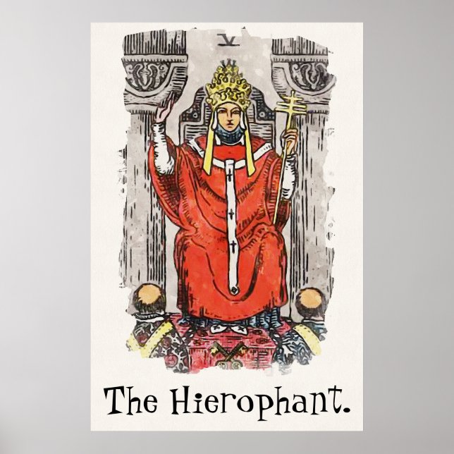 The Hierophant Major Arcana Tarot Card Painting Poster (Front)