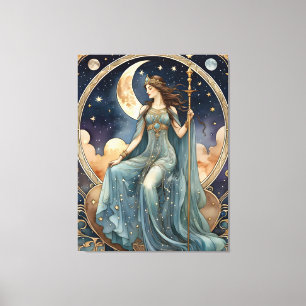 the high priestess painting tarot canvas print