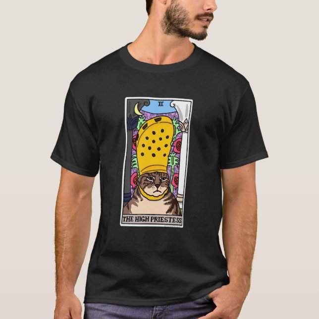 The High Priestess Tarot Card Black Cat Mystical M T-Shirt (Front)