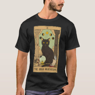 The High Priestess Tarot Card Black Cat Mystical M T-Shirt