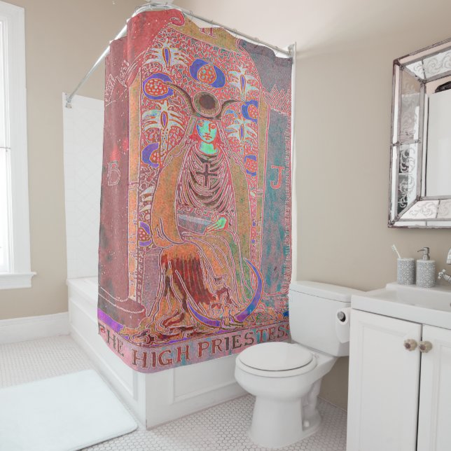 The High Priestess Tarot Card Shower Curtain (In Situ)