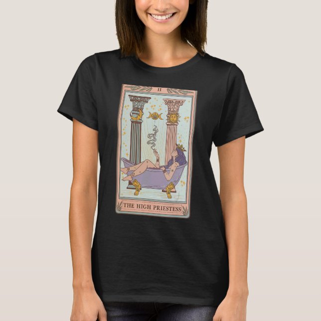 The High Priestess Weed Tarot Card Face Moon Sun A T-Shirt (Front)