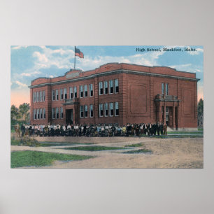 The High School with Faculty and Students Poster