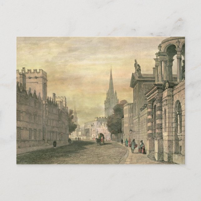 The High Street, Oxford, engraved by G. Hollis Postcard (Front)