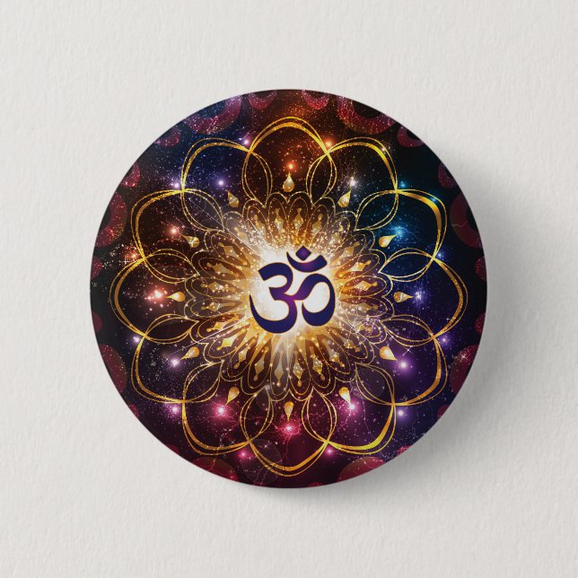 The higher power of Om 6 Cm Round Badge (Front)