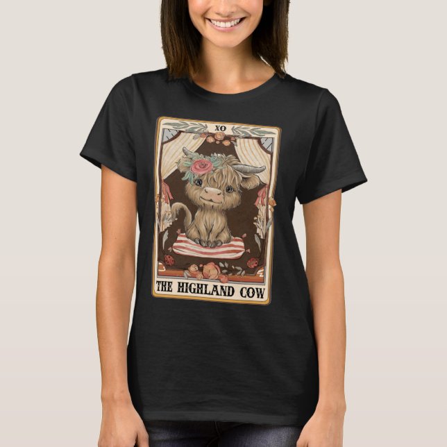 The Highland Cow Tarot Card Cow Mum Western Life W T-Shirt (Front)