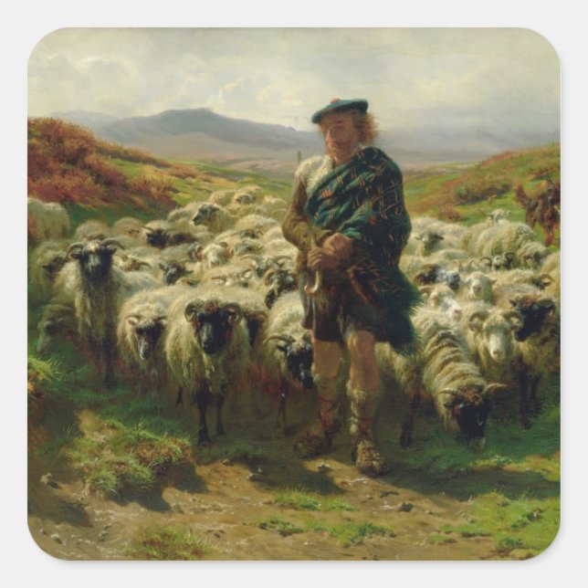 The Highland Shepherd, 1859 Square Sticker (Front)
