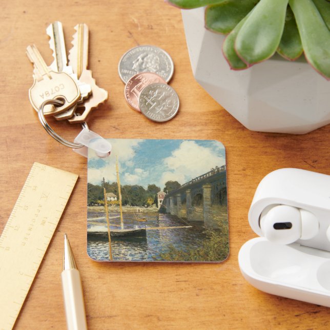The Highway Bridge at Argenteuil by Claude Monet Key Ring (Desk)