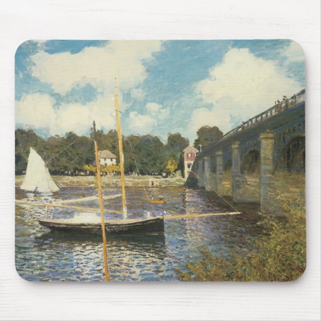 The Highway Bridge at Argenteuil by Claude Monet Mouse Mat (Front)