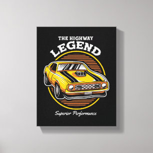 The Highway Legend Muscle Car Retro Design Canvas Print