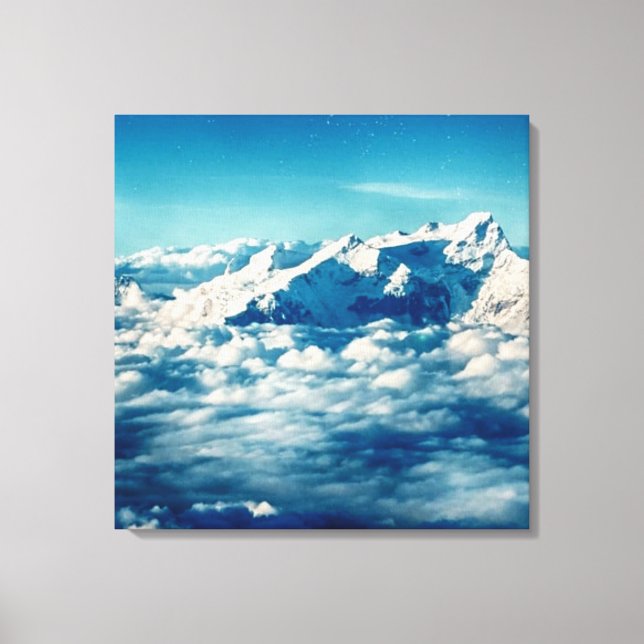 The Himalayas Mountains in Clouds Blue Sky Canvas Print (Front)
