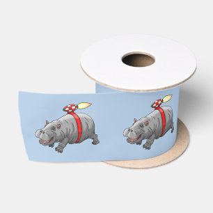 The Hippo with a Jetpack Satin Ribbon