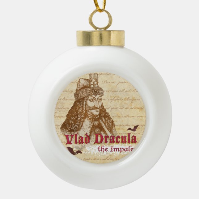 The historical Count Dracula Ceramic Ball Christmas Ornament (Front)