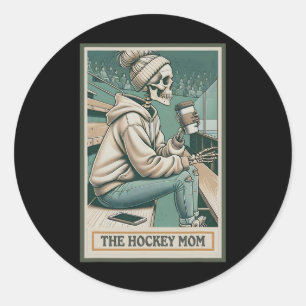The Hockey Mom Skeleton Tarot Card (1) Classic Round Sticker