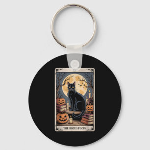 The Hocus Pocus Tarot Halloween Cat Pumpkin Mystic Key Ring