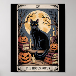 The Hocus Pocus Tarot Halloween Cat Pumpkin Mystic Poster
