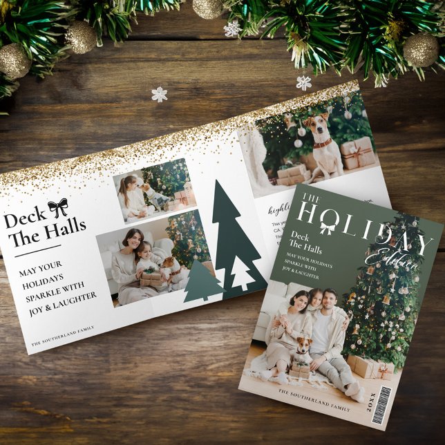 The Holiday Edition Family Photo Magazine Cover Tri-Fold Holiday Card (The Holiday Edition Family Photo Magazine Cover Tri-Fold Holiday Card)
