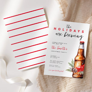 The Holidays are Brewing Beer Christmas Holiday Invitation