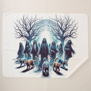 The Hollow Path – Eyes in the Fog Sherpa Blanket