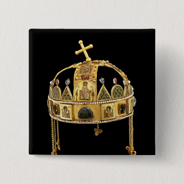 The Holy Crown of Hungary, 11th-12th century 15 Cm Square Badge (Front)