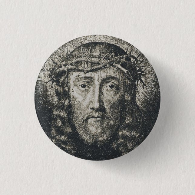 The Holy Face crowned with thorns 3 Cm Round Badge (Front)