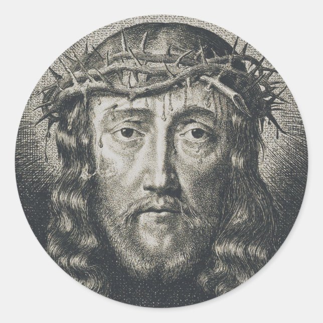 The Holy Face crowned with thorns Classic Round Sticker (Front)