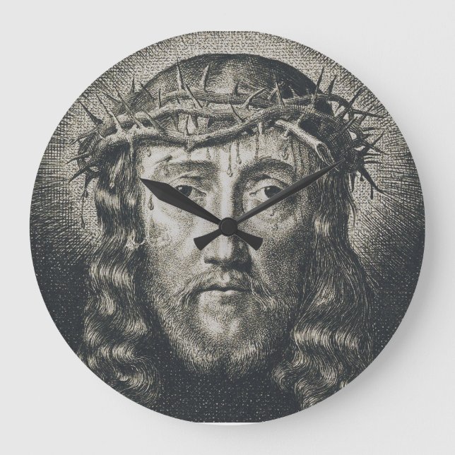 The Holy Face crowned with thorns Large Clock (Front)