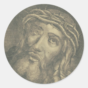 The Holy Face Of Jesus Monochromatic Art Classic Round Sticker
