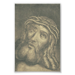 The Holy Face Of Jesus Monochromatic Art Photo Print