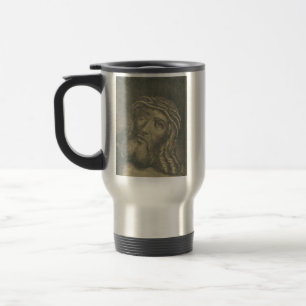 The Holy Face Of Jesus Monochromatic Art Travel Mug