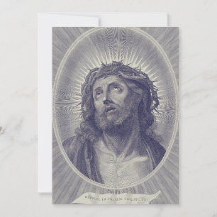 The Holy Face Of Jesus With Crown Of Thorns Art Invitation