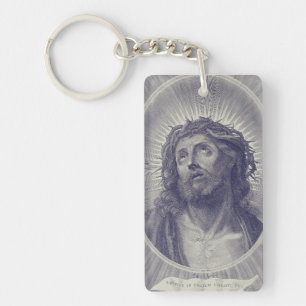The Holy Face Of Jesus With Crown Of Thorns Art Key Ring