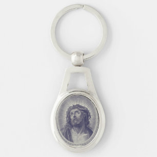The Holy Face Of Jesus With Crown Of Thorns Art Key Ring