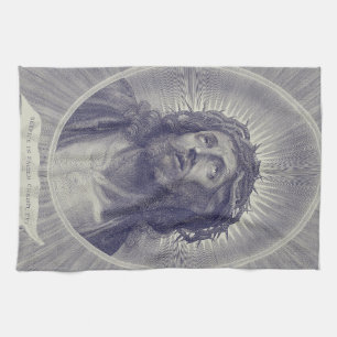 The Holy Face Of Jesus With Crown Of Thorns Art Tea Towel