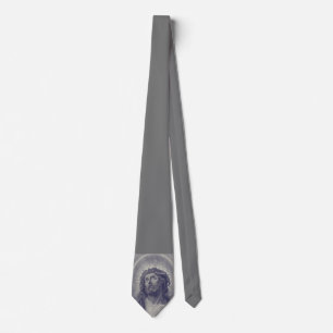 The Holy Face Of Jesus With Crown Of Thorns Art Tie