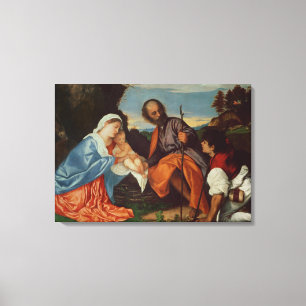 The Holy Family and a Shepherd, c.1510 Canvas Print