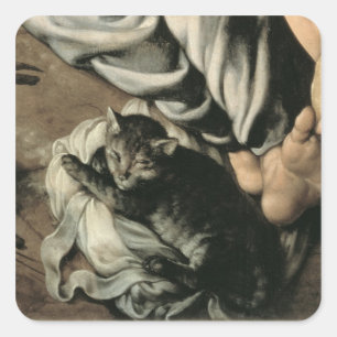 The Holy Family around a Fire, c.1532-33 Square Sticker